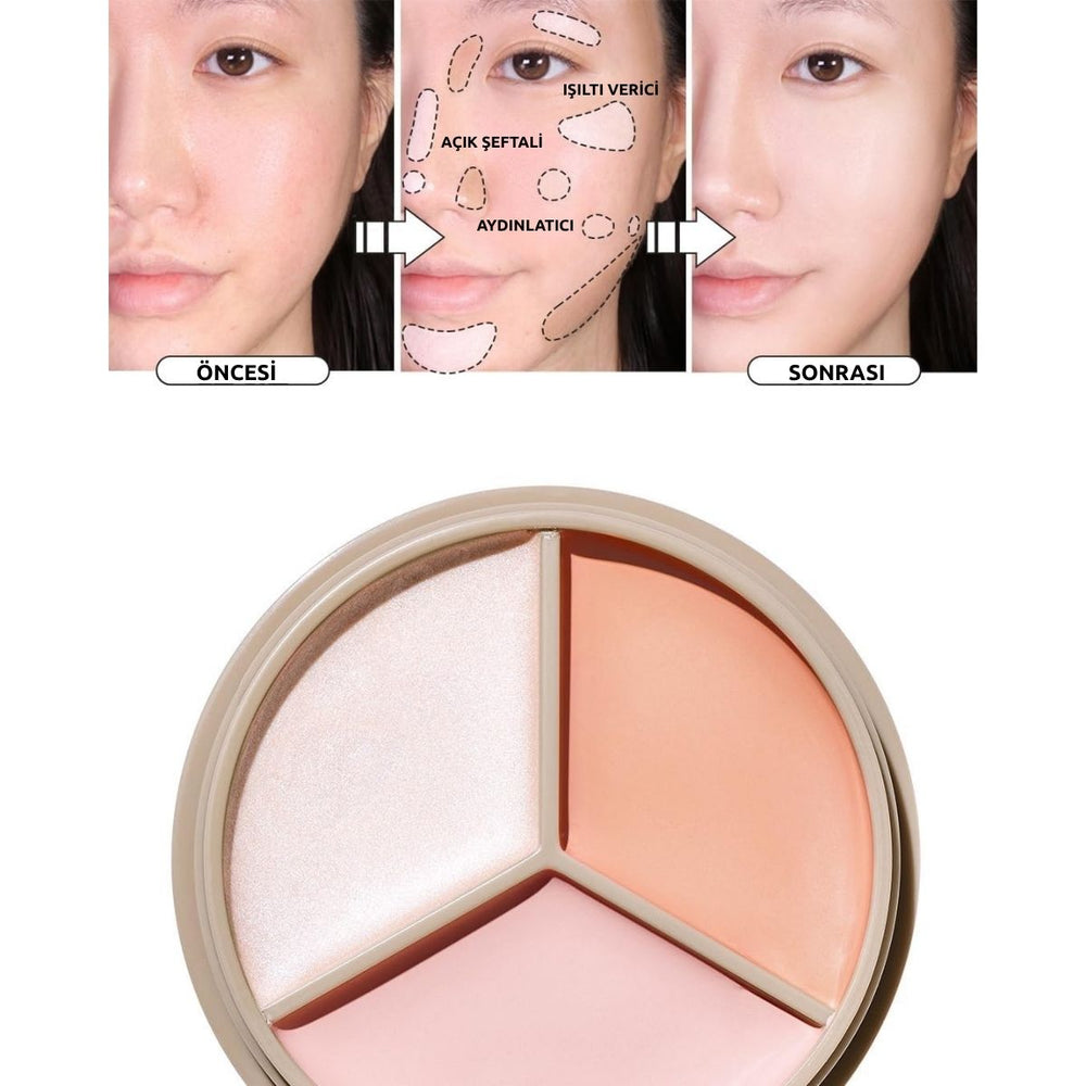 The Saem Cover Perfection Triple Pot Concealer 05 Tone Up Beige - Ton Eşitleyici Üçlü Kapatıcı Palet