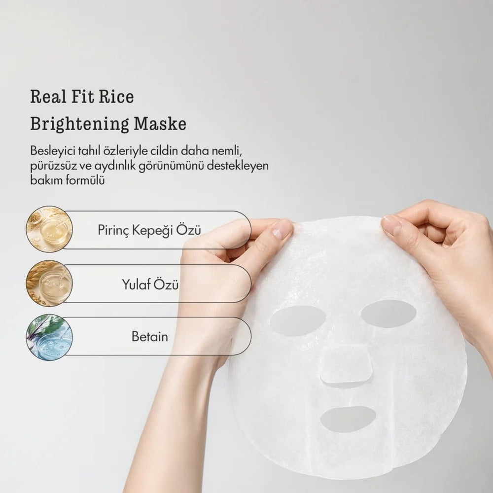 FATION Real Fit Rice Bran Brightening Mask - Aydınlatıcı Maske 23ml x 5 adet