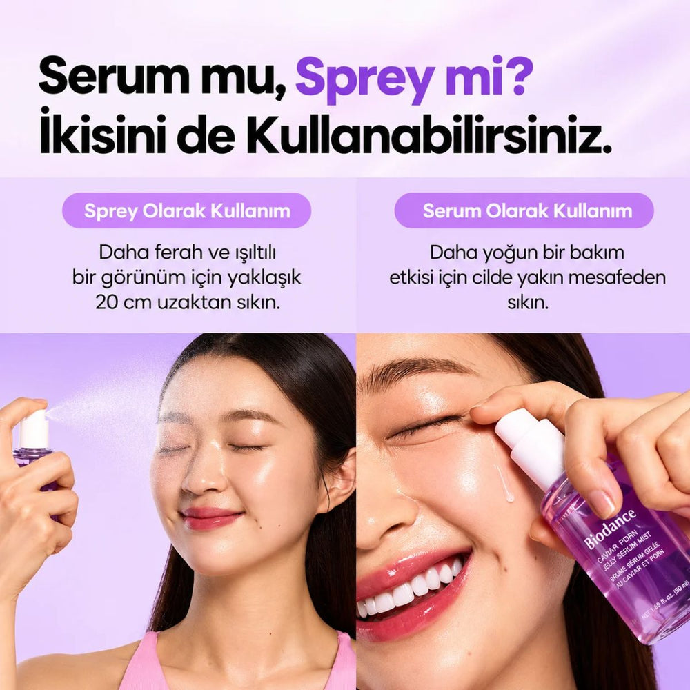 Biodance Caviar PDRN Jelly Serum Mist - Havyar ve PDRN İçeren Yenileyici Yüz Spreyi 50ml