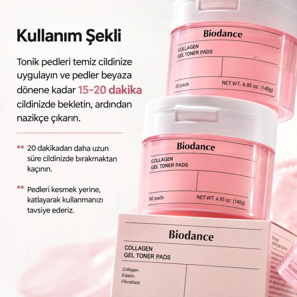 Biodance Collagen Gel Toner Pads - Kolajen İçeren Nemlendirici Tonik Ped 60 Adet