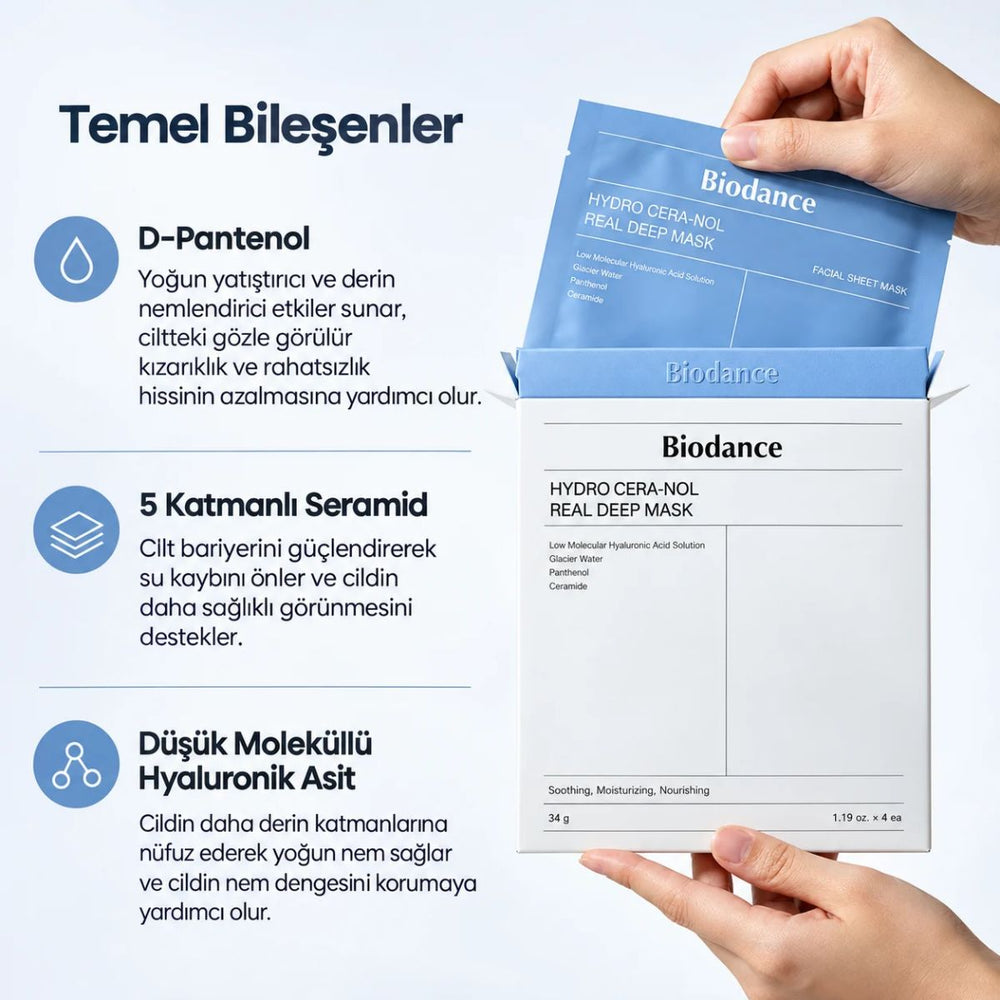 Biodance Hydro Cera-nol Real Deep Mask - Nemlendirici Yüz Maskesi 4x34g