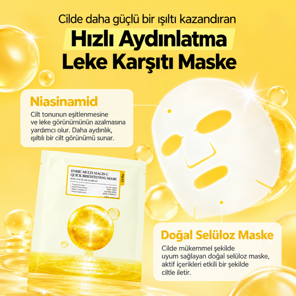 FULLY Kojic Acid Niacin C Quick Brightening Mask - Aydınlatıcı Maske 25 ml x 4