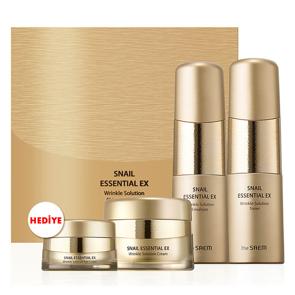 The Saem Snail Essential EX Wrinkle Solution Skin Care 3’lü Set - Salyangoz Kırışıklık Seti
