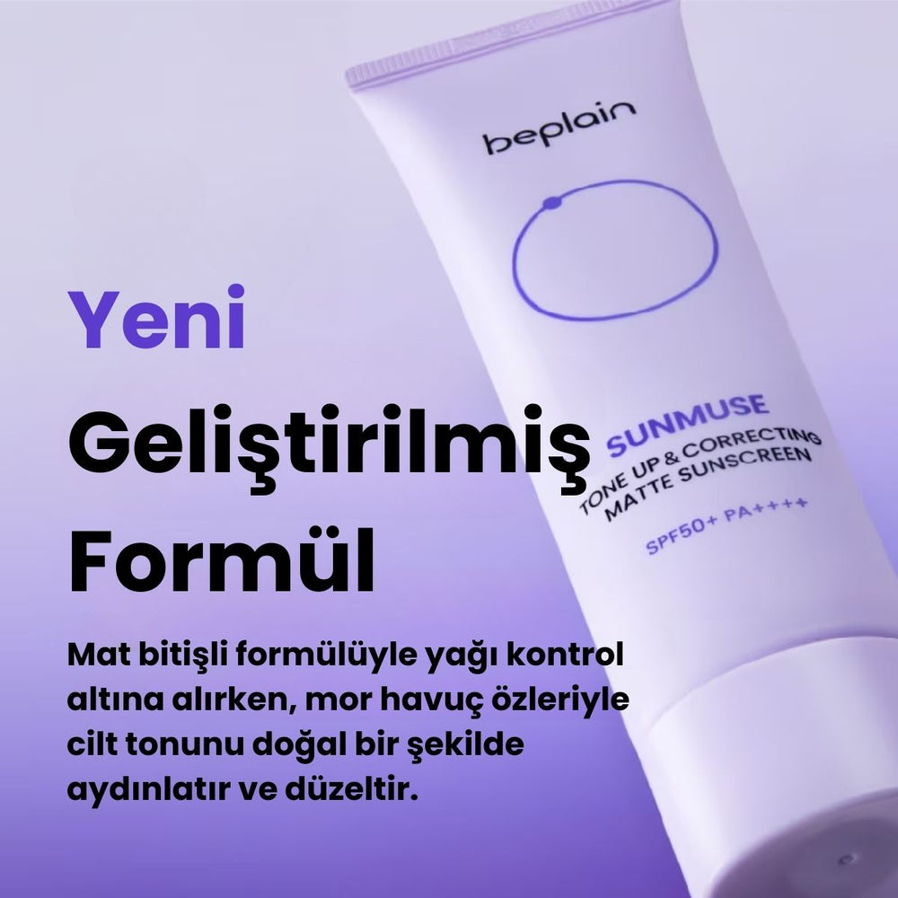 Beplain Sunmuse Matte Tone-Up Sunscreen SPF50+ PA++++ - Mat Güneş Kremi 50ml
