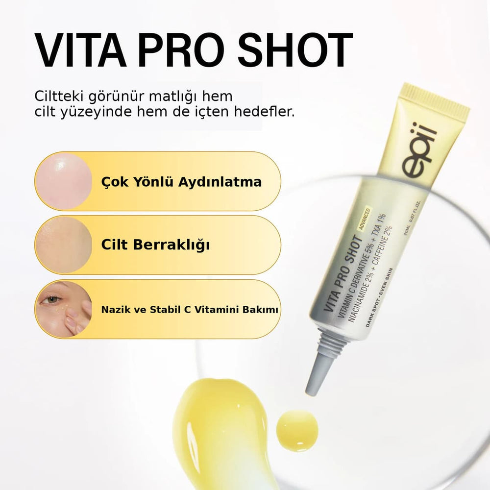 Epii Vita Pro Shot - %5 C Vitamini Türevi, Kafein, Niasinamid, TXA 20ml
