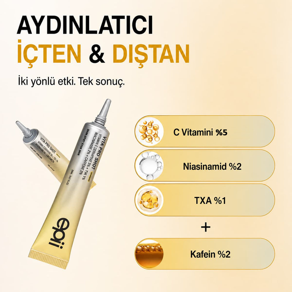 Epii Vita Pro Shot - %5 C Vitamini, Kafein, Niasinamid, TXA 20ml
