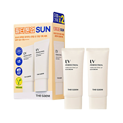 Poreless Tone Up Vegan Ton Eşitleme Güneş Kremi SPF50+ PA++++ (2 Adet ) - The Saem - Vionine