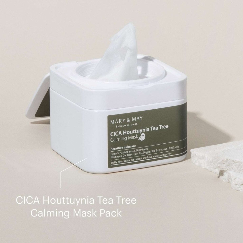 Cica Houttuynia + Çay Ağacı İçeren Yatıştırıcı Maske Paketi (30 adet) - Mary & May - Vionine