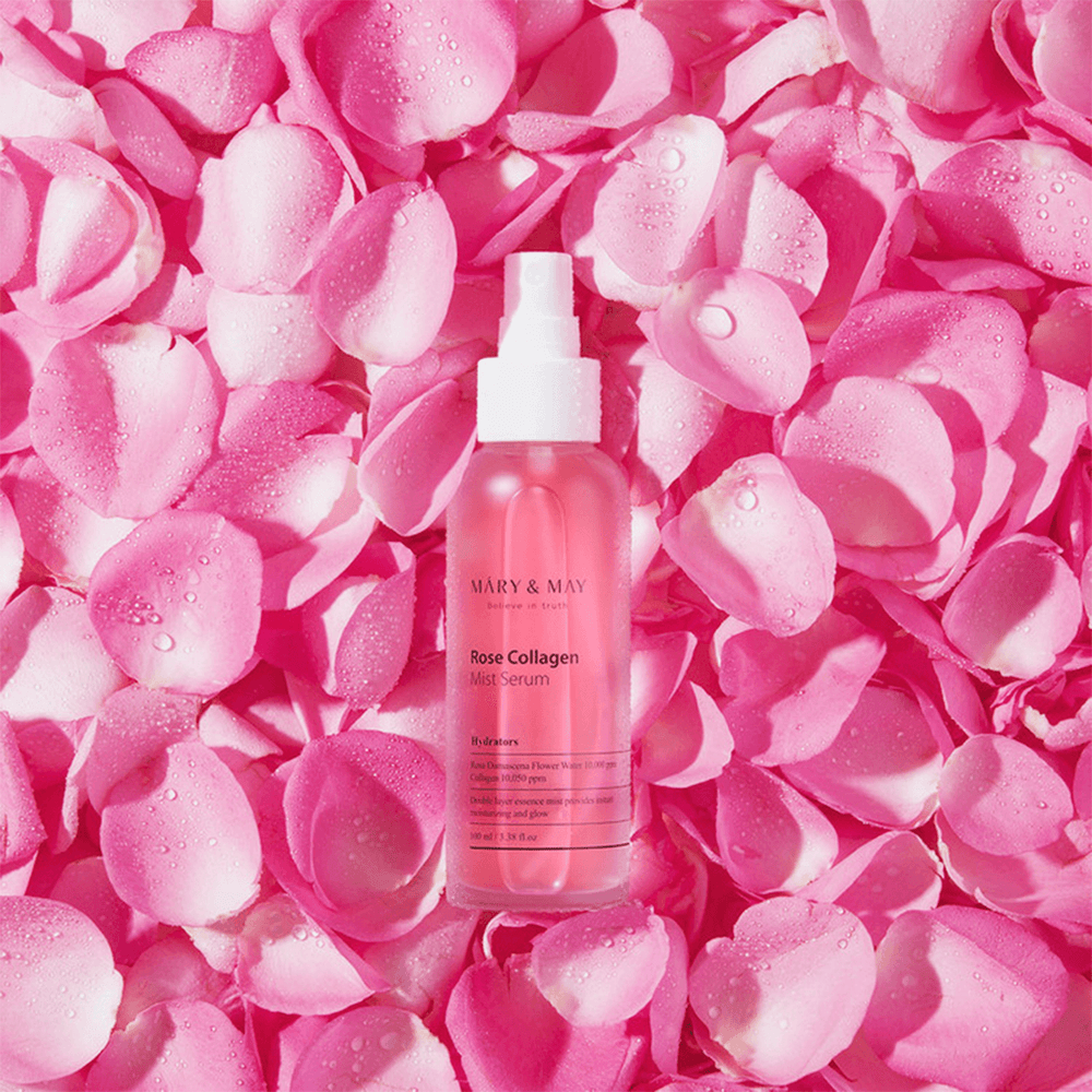 Kolajen, Gül Suyu ve Hyalüronik Asit İçeren Nemlendirici - Rose Collagen Mist Serum 100 mL - Mary & May - Vionine