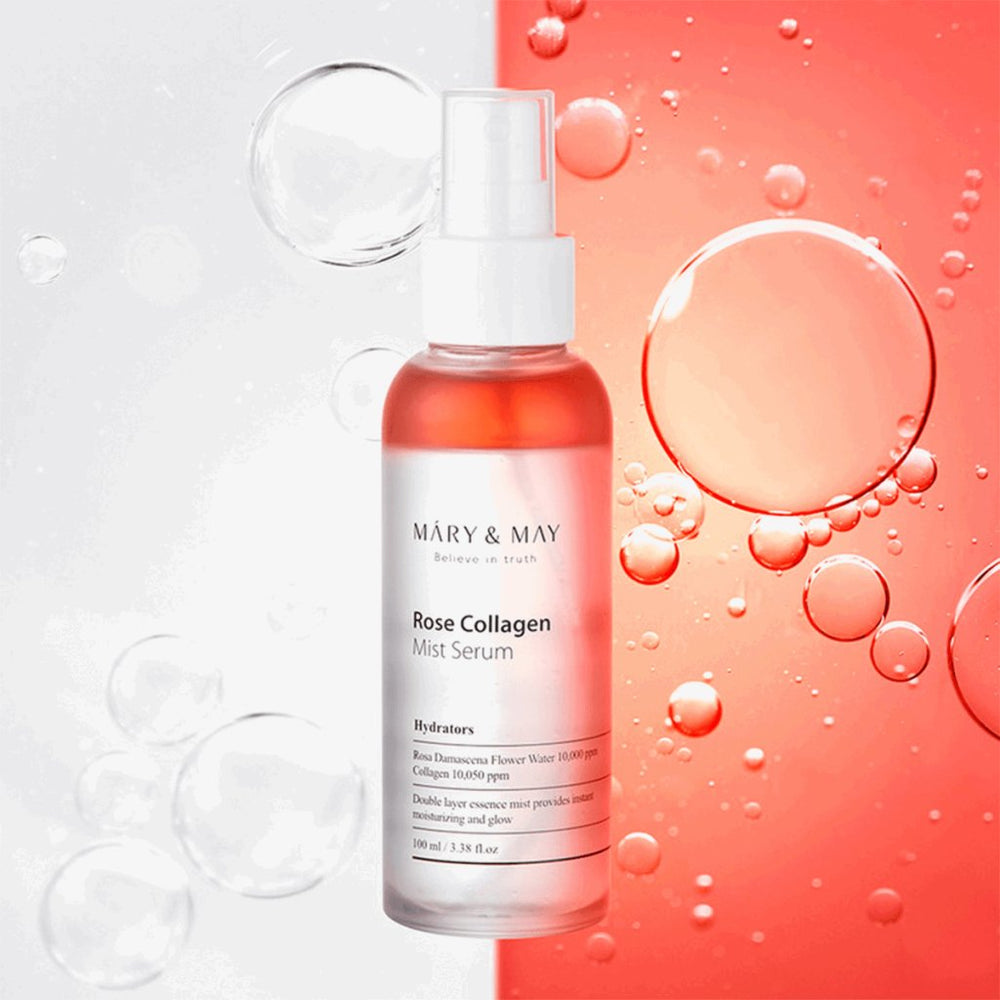 Kolajen, Gül Suyu ve Hyalüronik Asit İçeren Nemlendirici - Rose Collagen Mist Serum 100 mL - Mary & May - Vionine