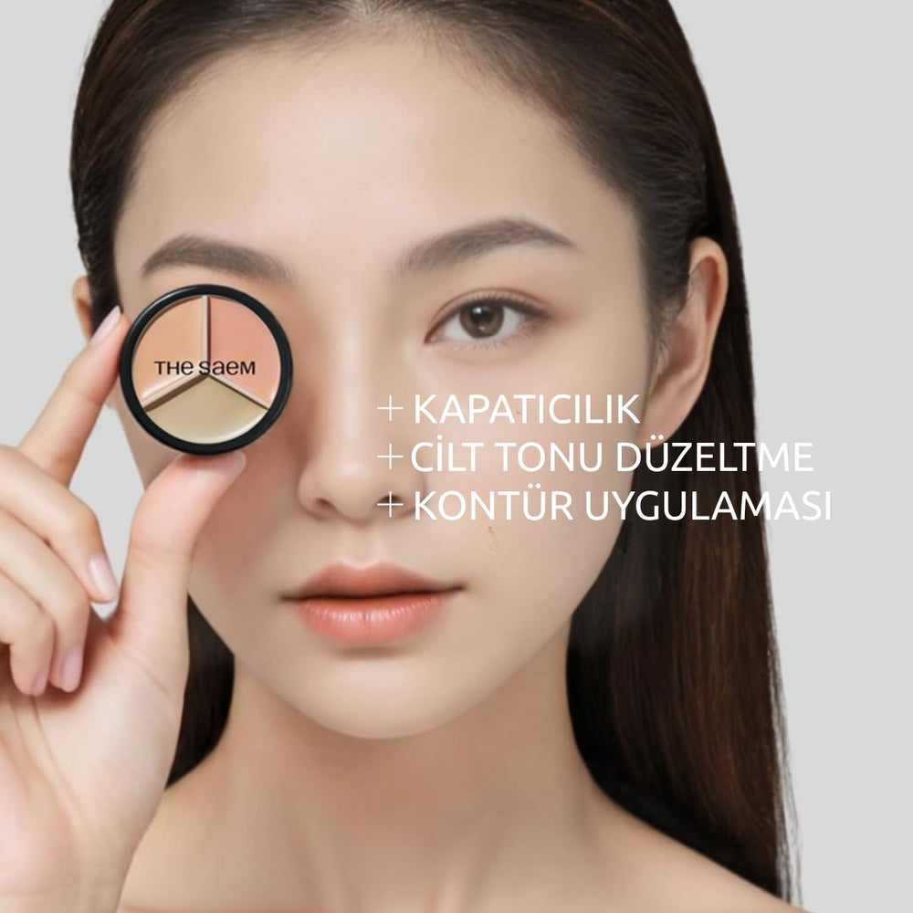 The Saem Cover Perfection Triple Pot Concealer 03 Up Beige - Ton Eşitleyici Üçlü Kapatıcı Palet