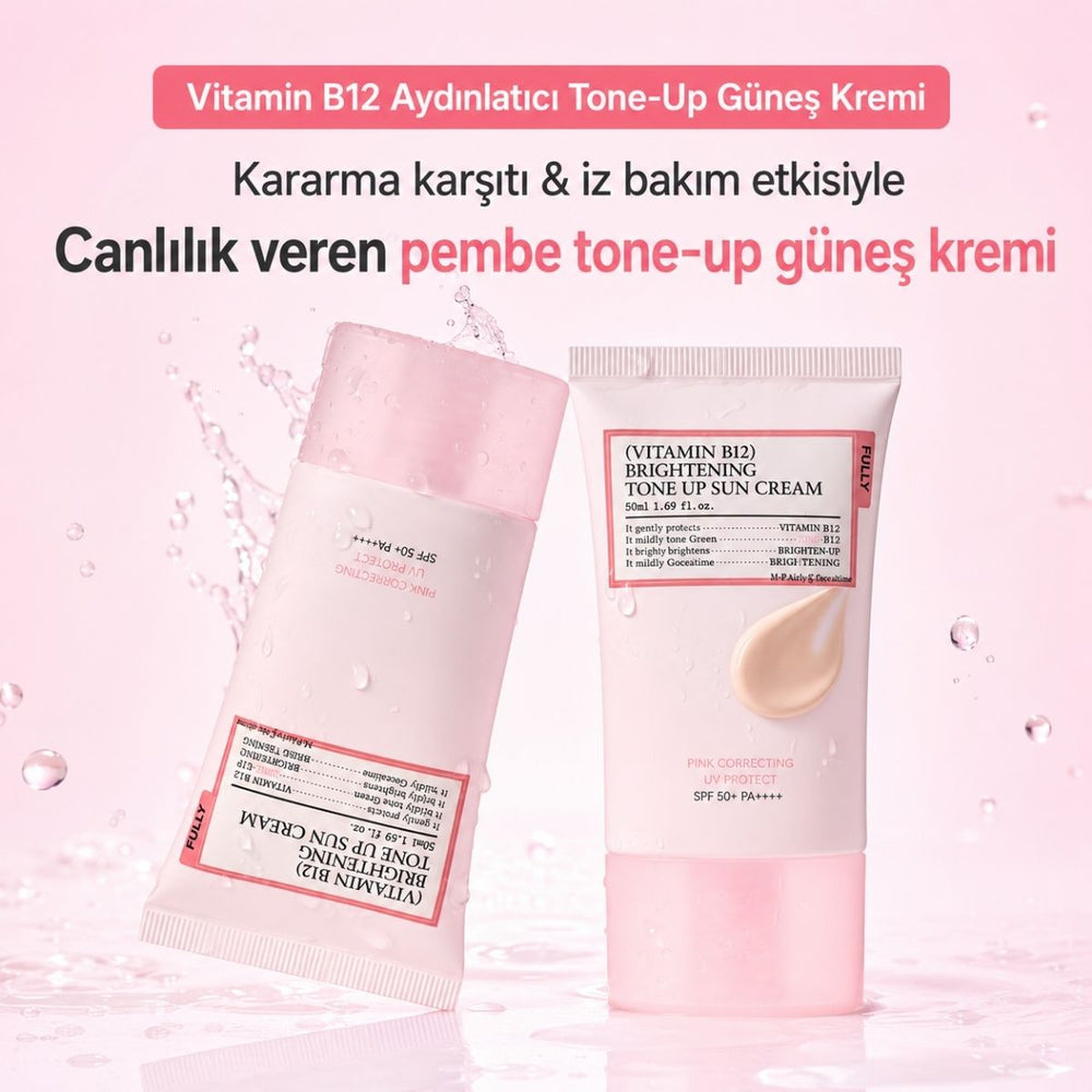 Fully Vitamin B12 Tone-Up Sun Cream SPF50+ PA++++ - Pembe Güneş Kremi 50ml