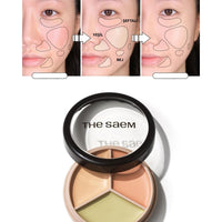 The Saem Cover Perfection Triple Pot Concealer 01 Correct Beige - Renk Düzenleyici Üçlü Kapatıcı Palet