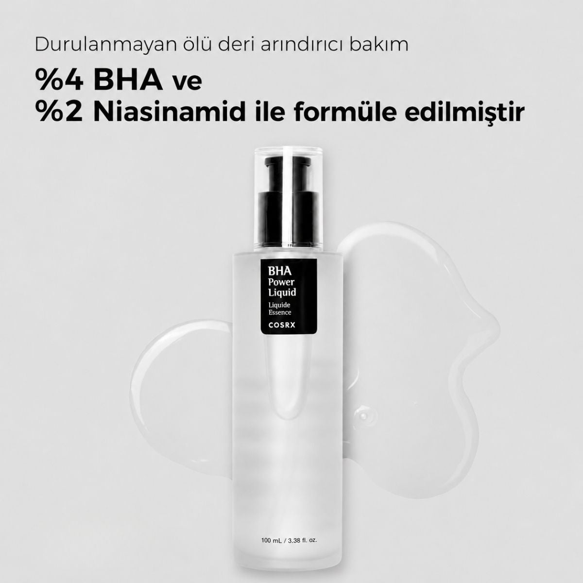 BHA ve niacinamide içeren, siyah nokta, tıkanmış gözenek ve sebum görünümüne karşı arındırıcı gözenek bakım likidi.