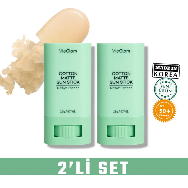 2'li Cotton Matte Sun Stick Spf50 Pa Saten Bitiş Güneş Kremi - VioGlam - Vionine