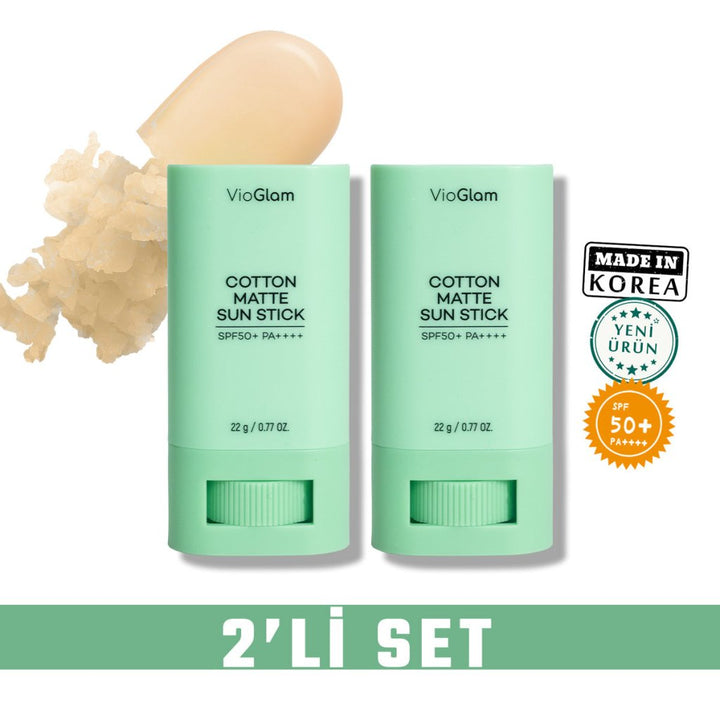 2'li Cotton Matte Sun Stick Spf50 Pa Saten Bitiş Güneş Kremi - VioGlam - Vionine