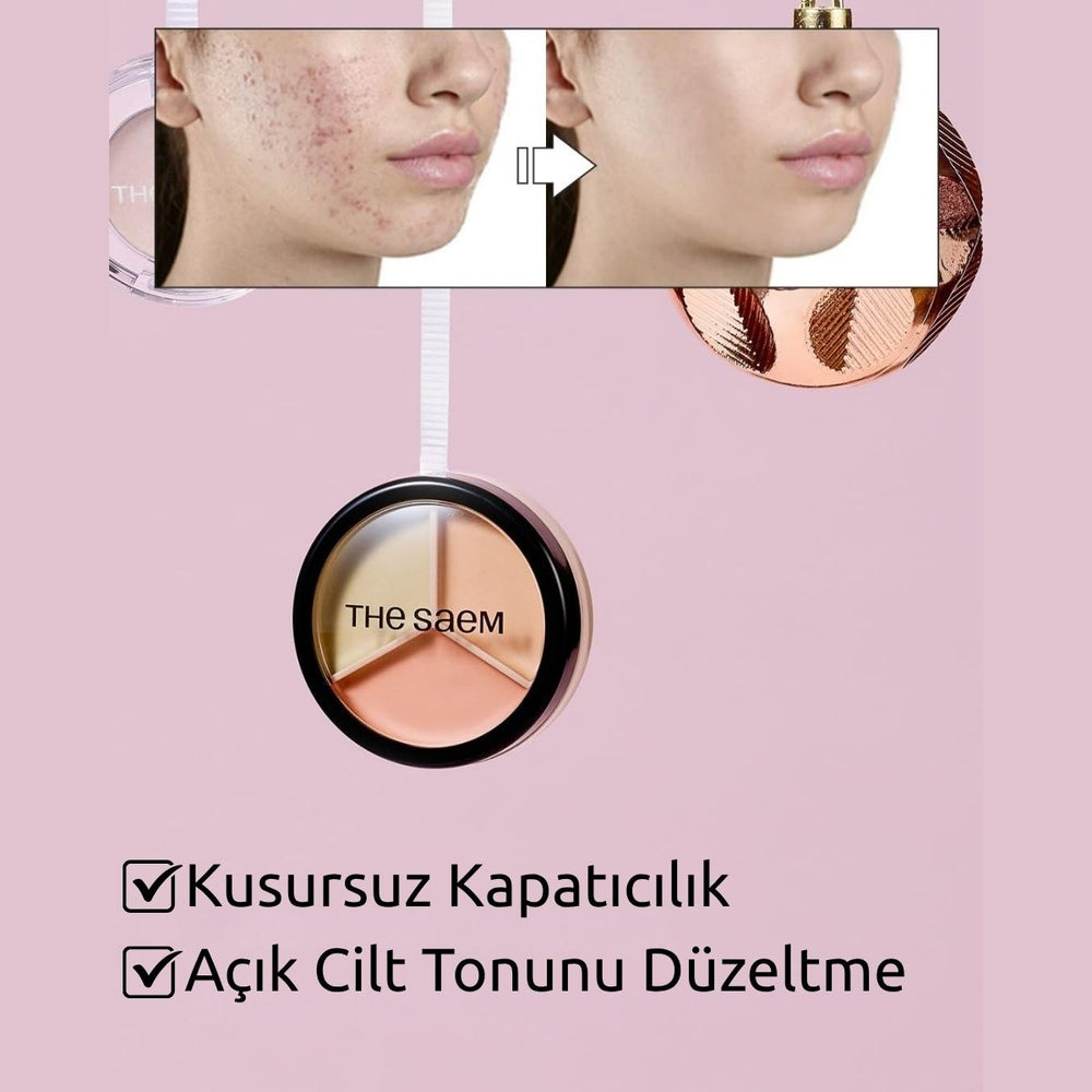 The Saem Cover Perfection Triple Pot Concealer 03 Up Beige - Ton Eşitleyici Üçlü Kapatıcı Palet