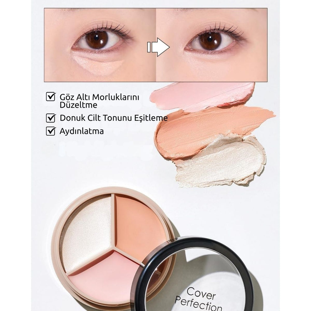The Saem Cover Perfection Triple Pot Concealer 05 Tone Up Beige - Ton Eşitleyici Üçlü Kapatıcı Palet