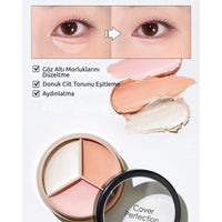 The Saem Cover Perfection Triple Pot Concealer 05 Tone Up Beige - Ton Eşitleyici Üçlü Kapatıcı Palet