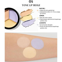 The Saem Cover Perfection Triple Pot Concealer 04 Tone Up Beige - Ton Eşitleyici Üçlü Kapatıcı Palet