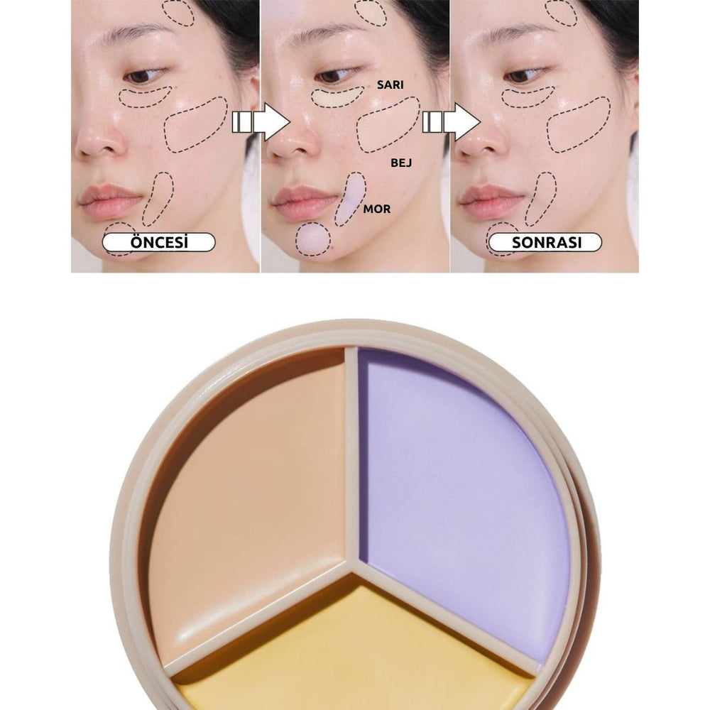 The Saem Cover Perfection Triple Pot Concealer 04 Tone Up Beige - Ton Eşitleyici Üçlü Kapatıcı Palet
