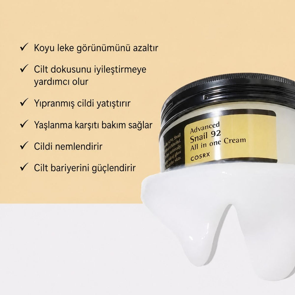 COSRX Advanced Snail 92 All In One Cream - Onarıcı 100gr