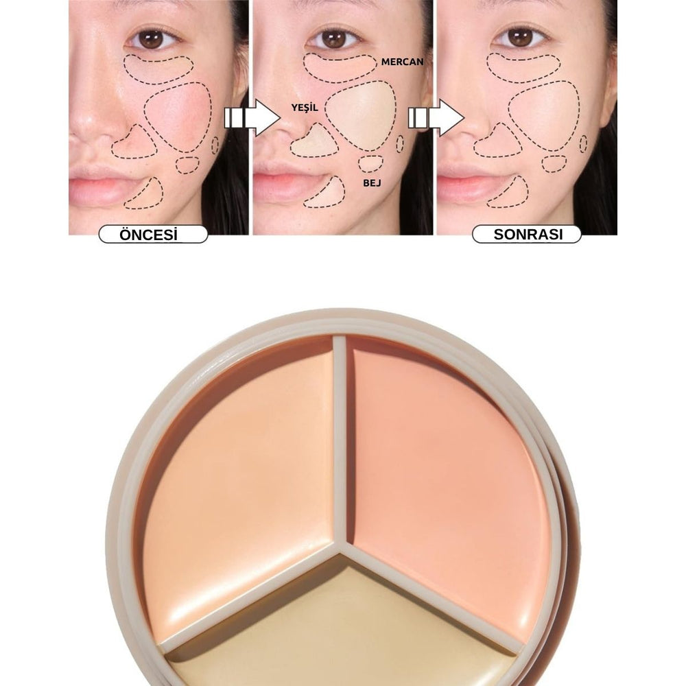 The Saem Cover Perfection Triple Pot Concealer 03 Up Beige - Ton Eşitleyici Üçlü Kapatıcı Palet