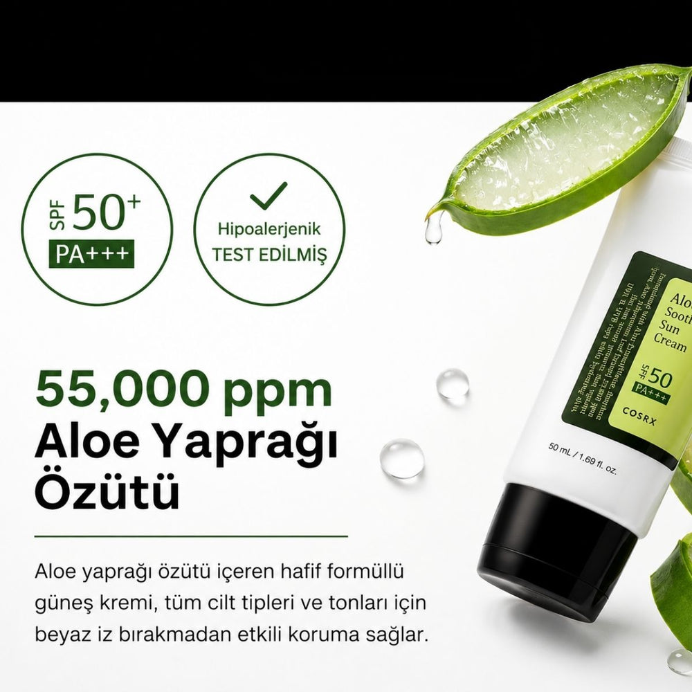 COSRX Aloe Soothing Sun Cream SPF50+ PA+++ - Güneş Kremi 50ml