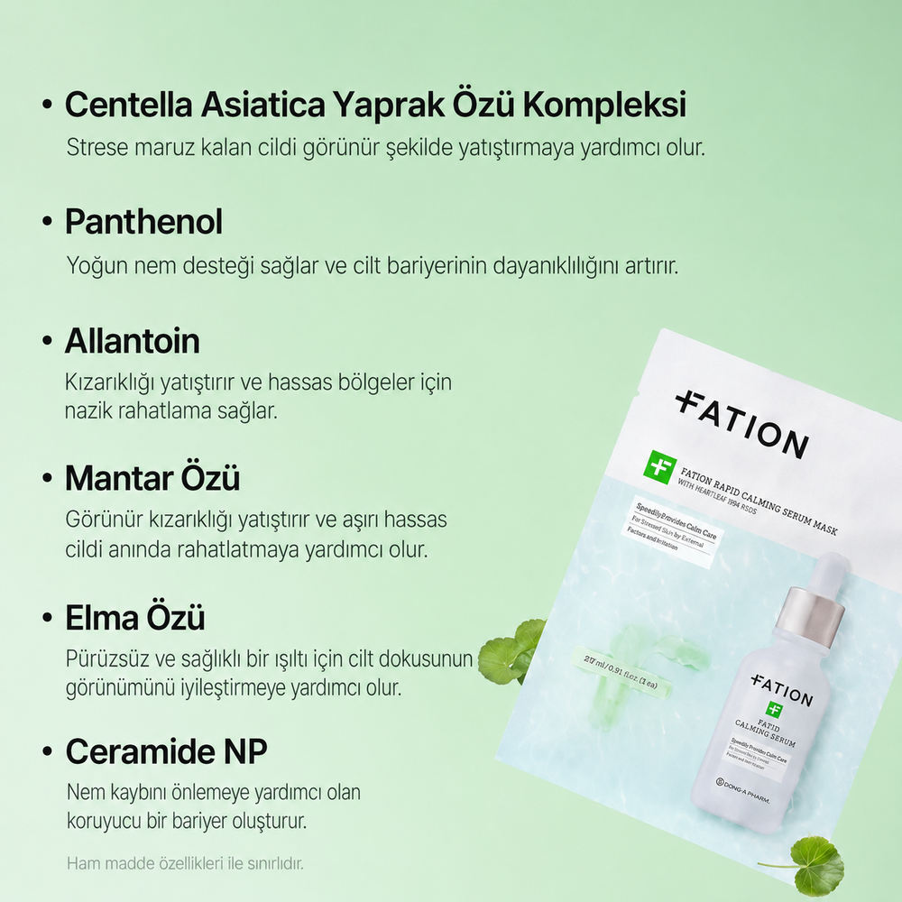 FATION Rapid Calming Serum Mask - Yatıştırıcı Serum Maske 25ml x 5 adet