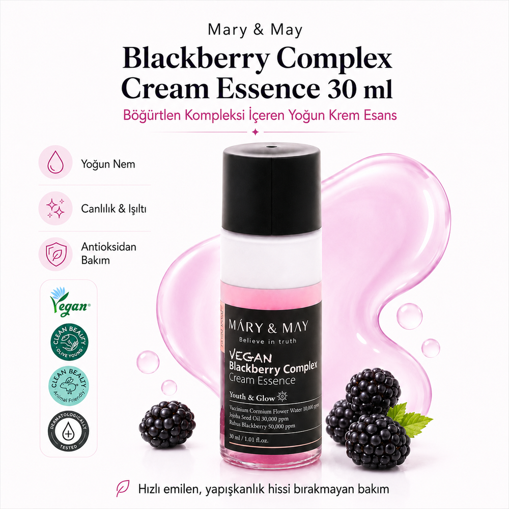 Mary&May Vegan Blackberry Essence - Yoğun Nem Esans 30ml