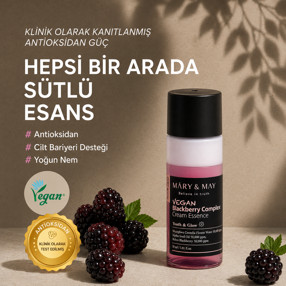 Mary&May Vegan Blackberry Essence - Yoğun Nem Esans 30ml