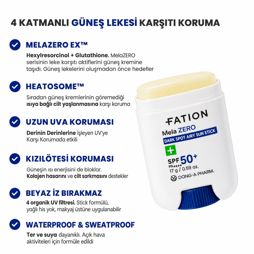 FATION Melazero Dark Spot Airy Sun Stick - Leke Karşıtı Güneş Stick 17g