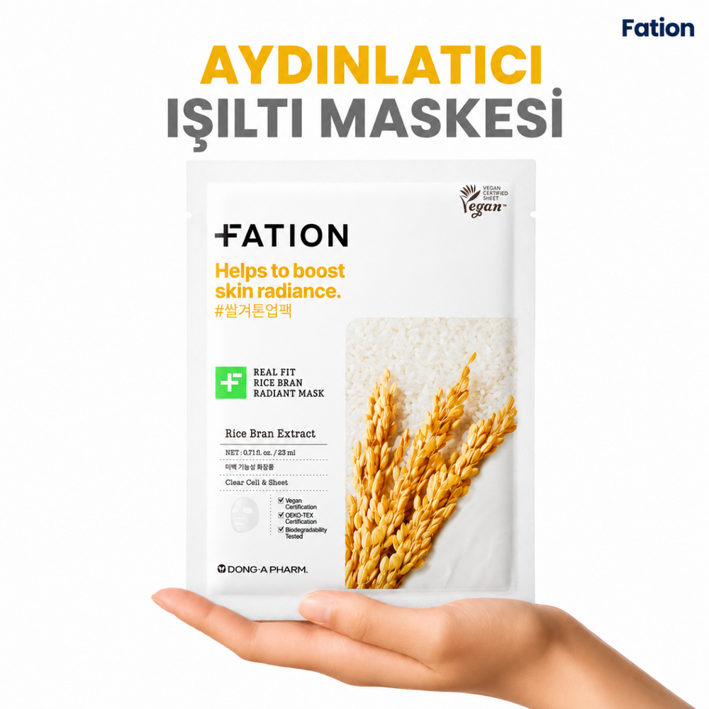 FATION Real Fit Rice Bran Brightening Mask - Aydınlatıcı Maske 23ml x 5 adet