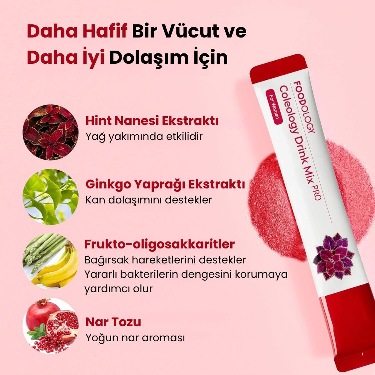 Foodology Coleology Drink Mix PRO | Nar Aromalı Stick İçecek