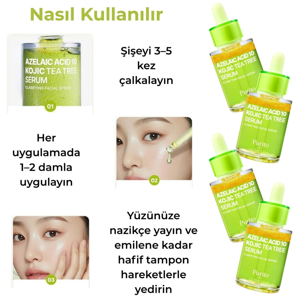 PURITO SEOUL Azelaic Acid 10 Kojic & Tea Tree Serum - Leke Karşıtı 30ml