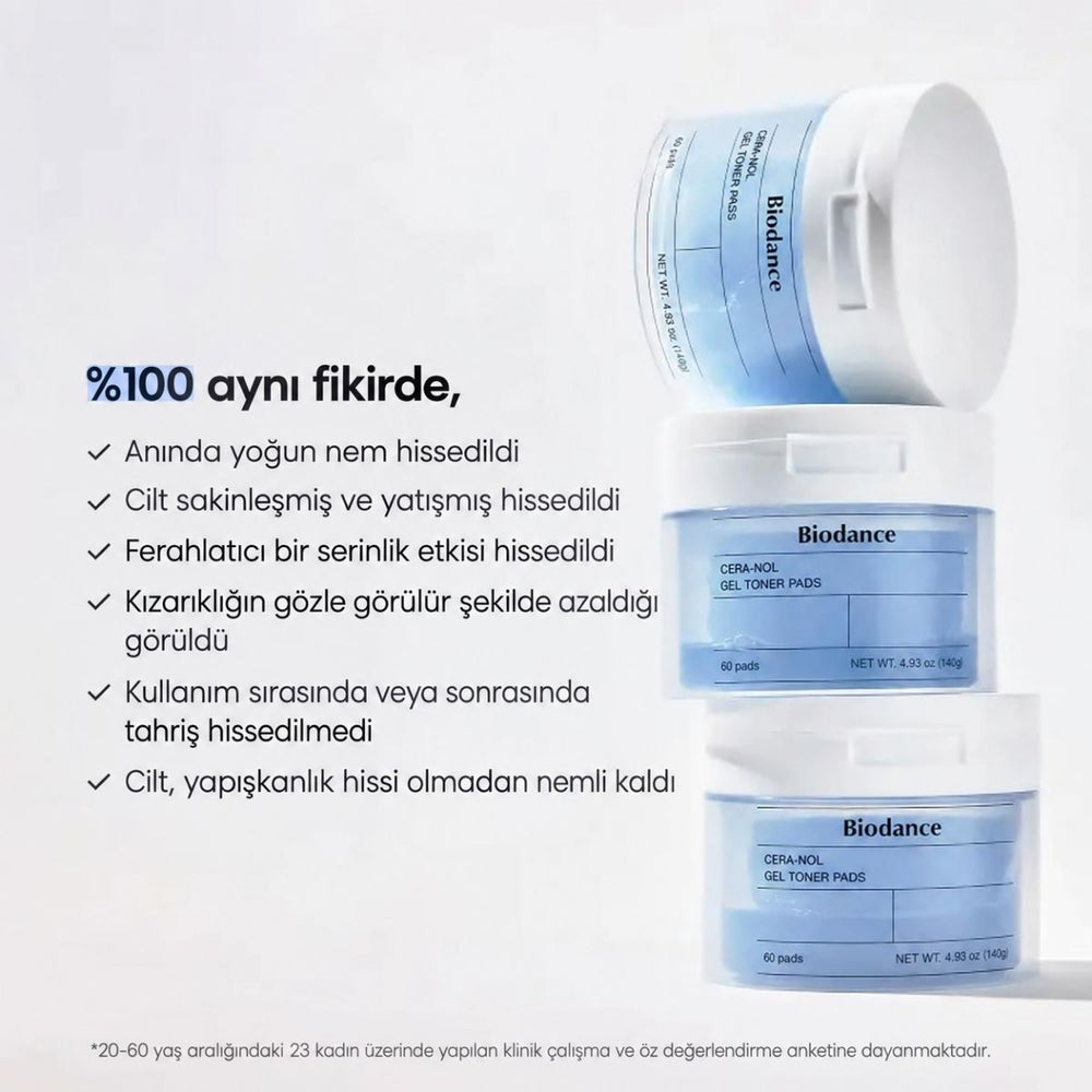 Biodance Cera-nol Gel Toner Pads - Nemlendirici ve Yatıştırıcı Tonik Ped 60 Adet
