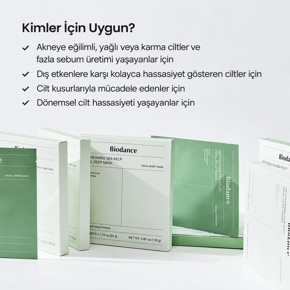 Biodance Refreshing Sea Kelp Real Deep Mask - Deniz Yosunlu Ferahlatıcı Yüz Maskesi 4x34g
