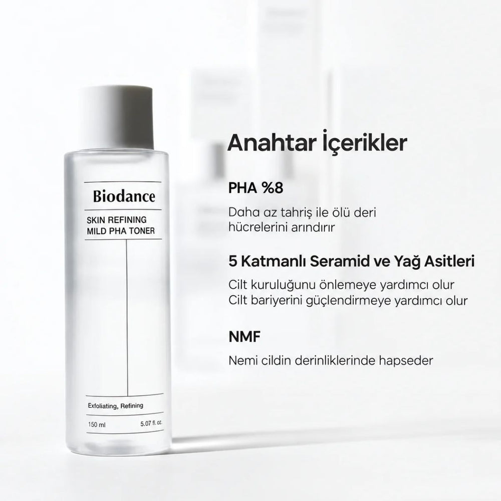 Biodance Skin Refining Mild PHA Toner - PHA İçeren Nazik Peeling Etkili Yüz Toniği 150ml