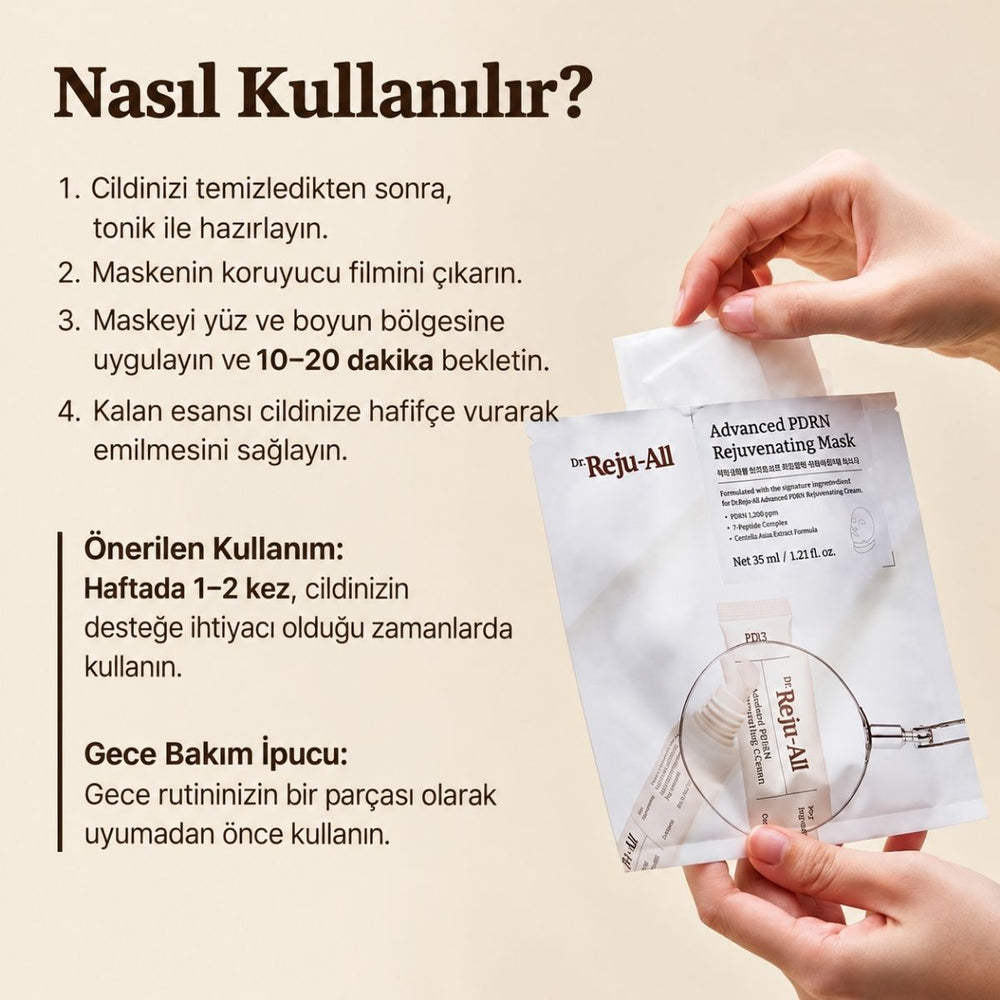 Dr.Reju-All Advanced PDRN Rejuvenating Mask - PDRN İçeren Yenileyici ve Onarıcı Yüz Maskesi 36ml (1 Adet)