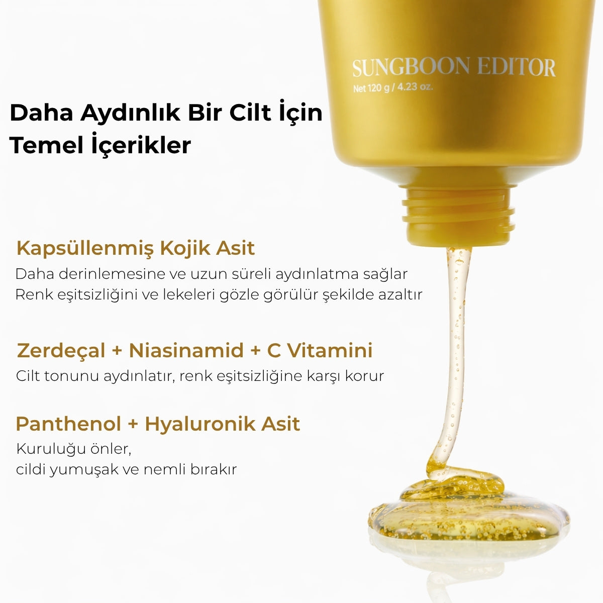 Kojik asit ve niasinamid gücüyle aydınlık, lekesiz ve arınmış cilt