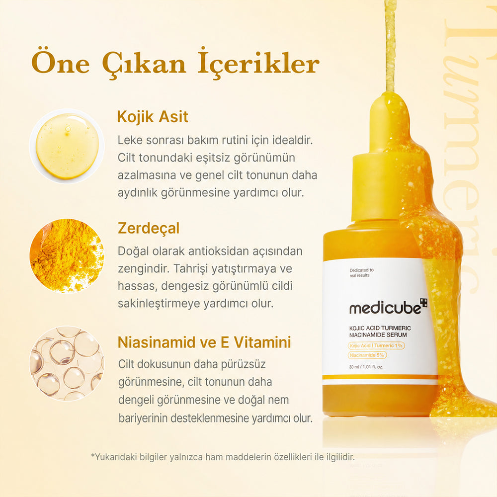 Medicube Kojic Acid Turmeric Niacinamide Serum - Leke Karşıtı 30ml