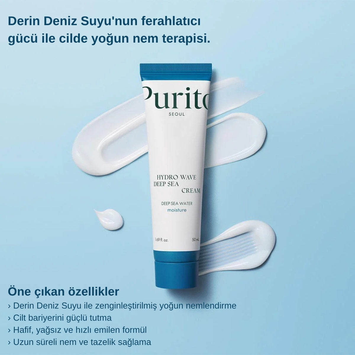 Purito Hydro Wave Deep Sea Cream İle %60 Gangwon Derin Deniz Suyu Marine Kompleks Nem