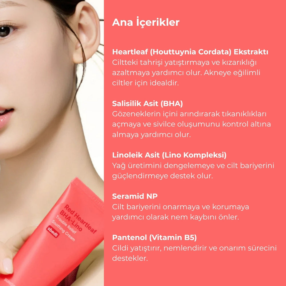 Sungboon Red Heartleaf BHA-Lino Relief Cream - Yatıştırıcı 50ml