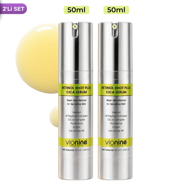Vionine Retinol Shot Plus Cica Serum 2’li Set - %0,1 Retinol İçeren Cica Serum Seti 50 ml x 2