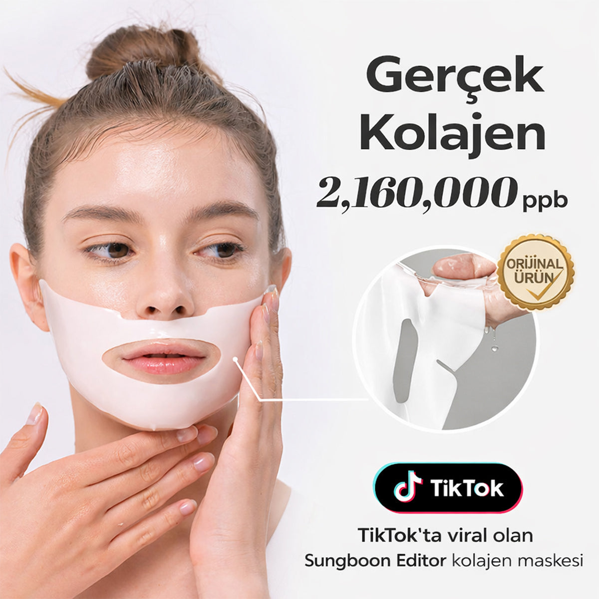 2.160.000ppb kolajen ile şeffaflaşan maske