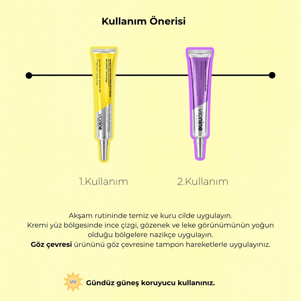 Vionine Gece Bakım Seti 2'li (KREM SET) - Retinal Krem + Göz Kremi