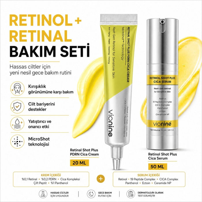 Vionine Retinal & Retinol MicroShot™ Plus Set - 20 ml Krem + 50 ml Serum Seti