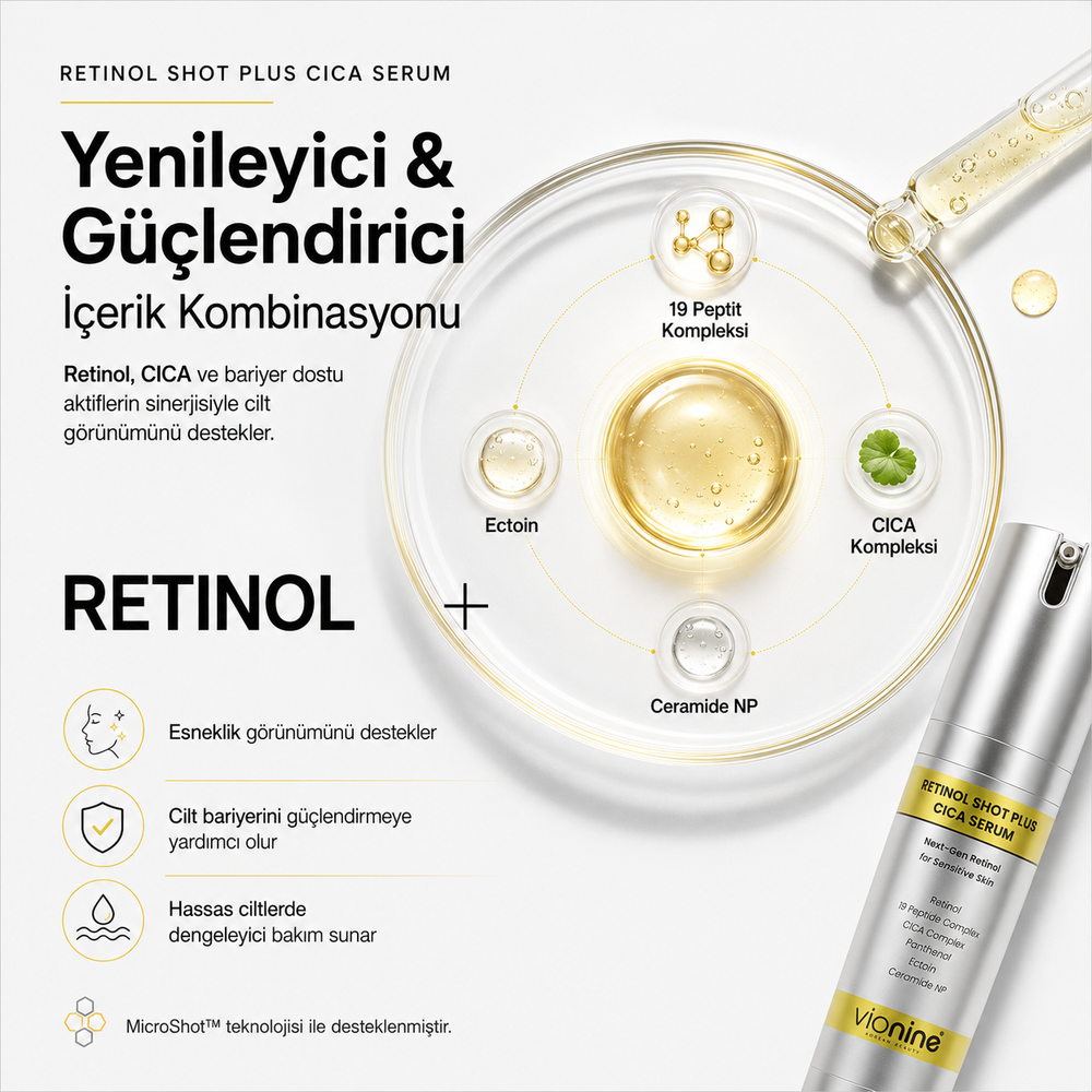 Vionine Retinol MicroShot™ Plus Cica Serum - %0,1 Retinol İçeren Cica Serum 50 ml