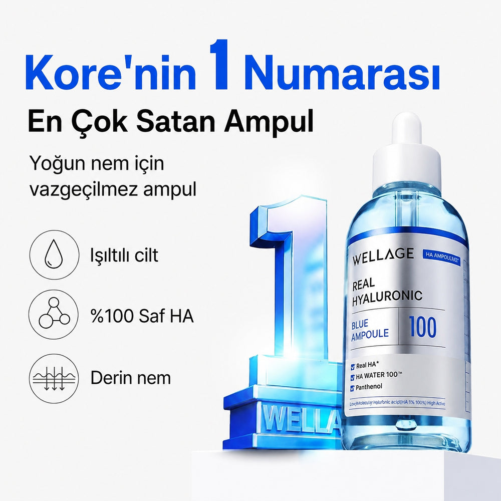 Wellage Real Hyaluronic Blue Ampoule - Nemlendirici Ampul 60ml