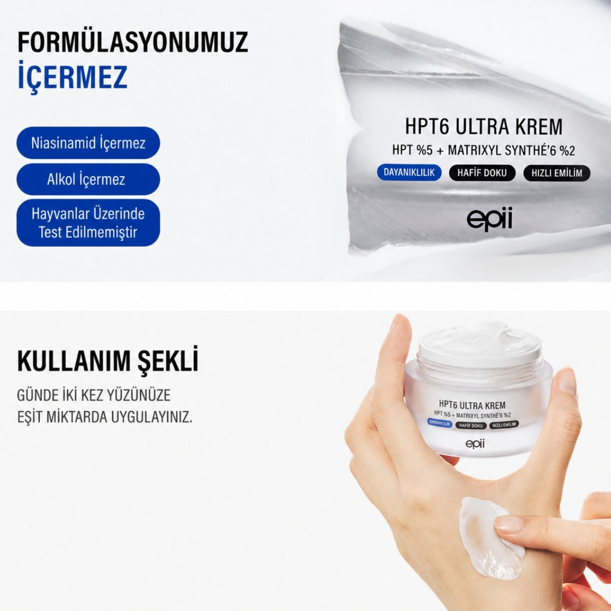 %5 HPT ve Matrixyl Synthé'6 gücüyle makyaj altına uyumlu, günlük kullanıma özel sıkılaştırıcı krem